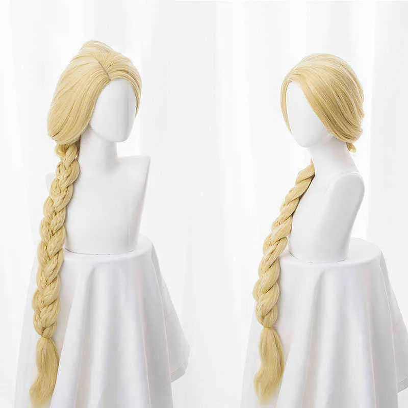 Tangled Prinses 120 cm 47quot Recht Blonde Super Lange Cosplay Pruik Rapunzel Synthetisch Haar Anime Pruik Pruik Cap AA22031756642815555387