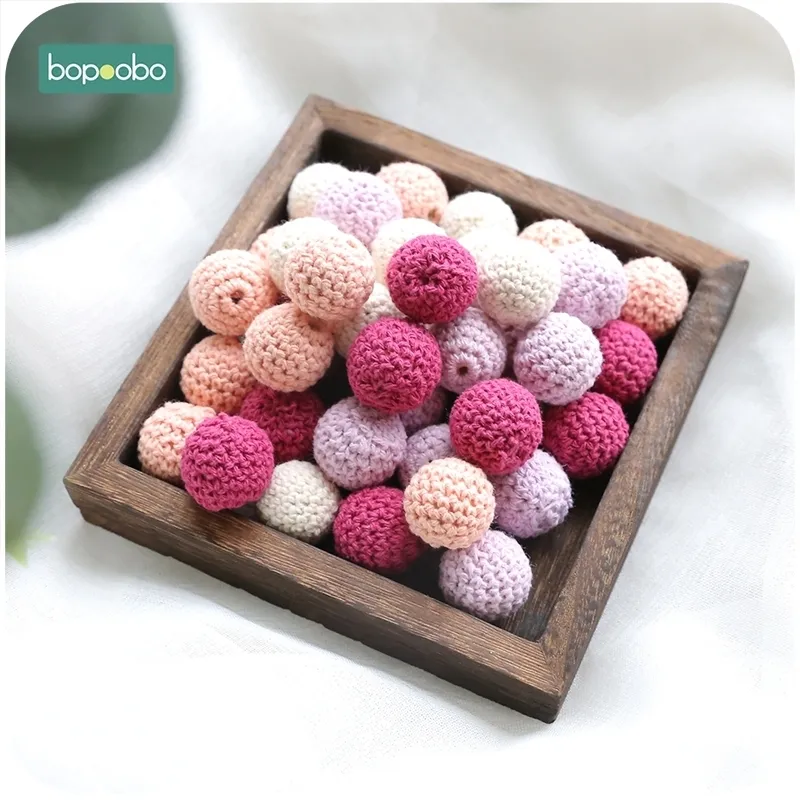 Bopoobo 20 mm 10 Stück Holzhäkelperlen Kaubare Perlen DIY Holzzahnen Strickperlen Schmuck Kinderbett Sensorisches Spielzeug Baby Beißring 220815