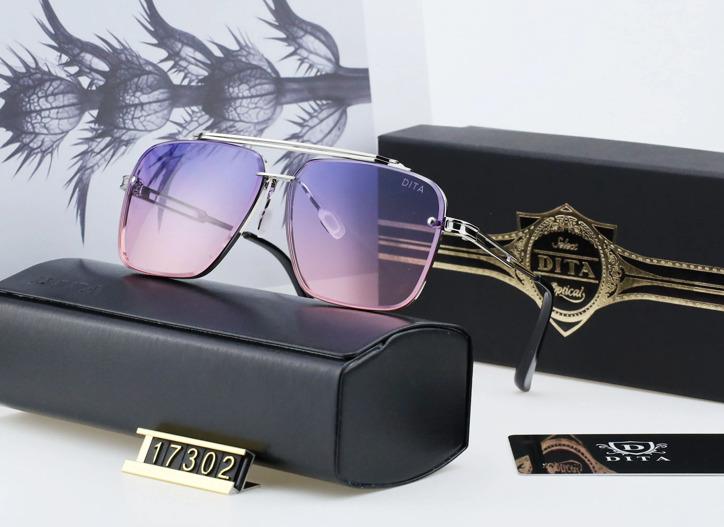 Topontwerper Dita 17302 zonnebril heren en dames metaal retro modeontwerper zwarte brildeur all match UV 400 Po2641