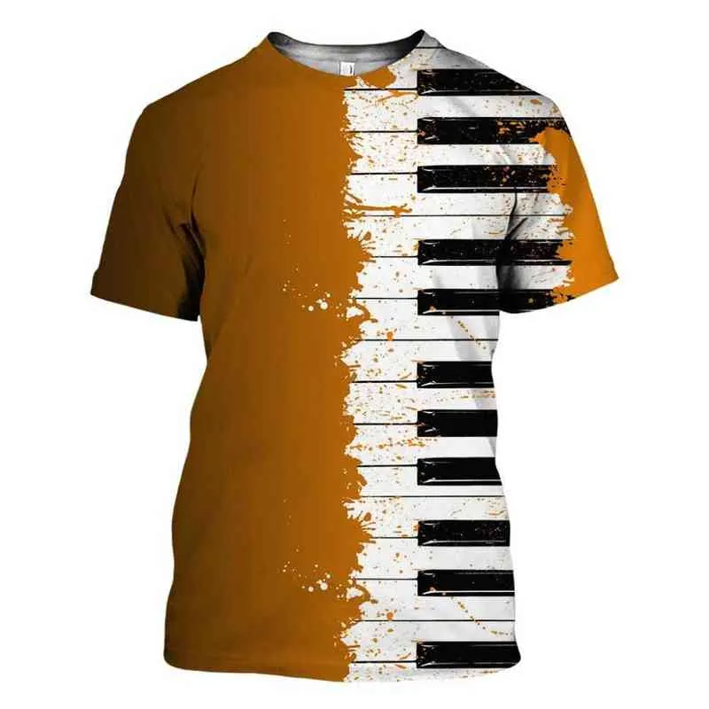 Drukowana muzyka fortepianowa 3D T koszule Tshirt TEES Summer Funny Harajuku krótkie instrumenty muzyczne