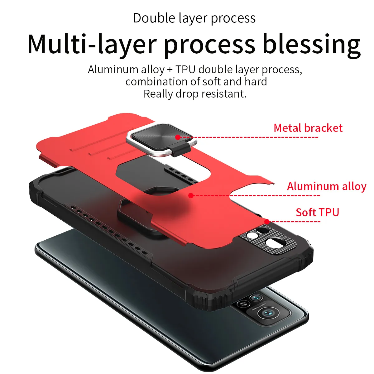 Pokrywa magnetyczna z uchwytem pierścieniowym, odporne na wstrząsy miękkie obudowy ze stopu aluminium TPU dla Xiaomi MI 10T Pro 10t Lite
