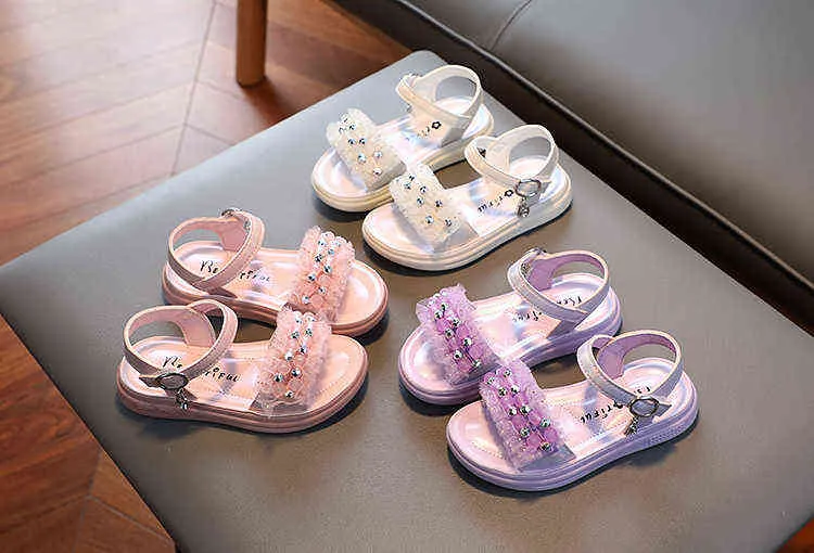 Filles Sandales Été 2022 Petite Princesse Mode Perles Antidérapant Respirant Doux Sandales De Plage Décontractées Pour Enfants Chaussures Pour Enfants G220523