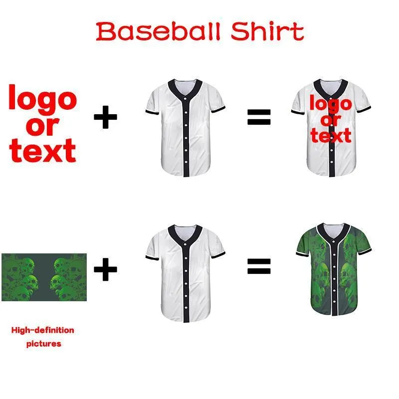 UJWI Online Shopping Casual Sommer Männer Baseball Shirt 3d Benutzerdefinierte Voll Druck Übergroßen Sport Hawaii Hemd 220619