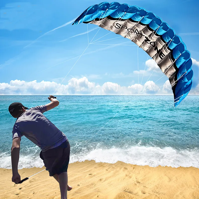 Alta qualidade de 25m Linha dupla 4 Cores parafoil Parachute Sports Beach Kite Easy To Fly Factory Outlet 220621