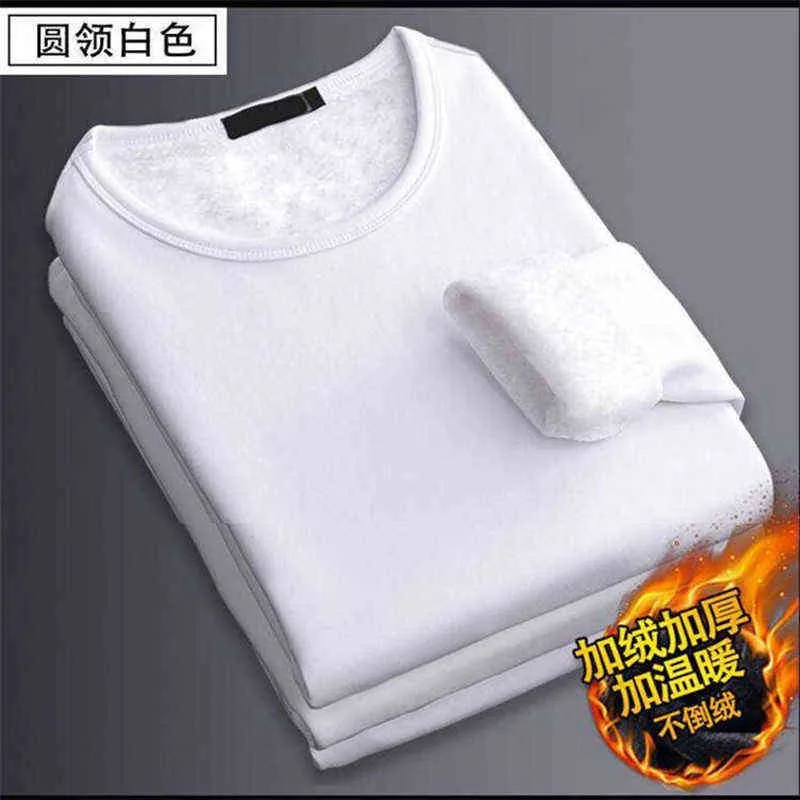 2022 Autumn/Winter New Men's Classic Fashion All-Match Solid Color Long Sleeve Men's Fleece Warm High Quality T-shirt M-5XL L220704