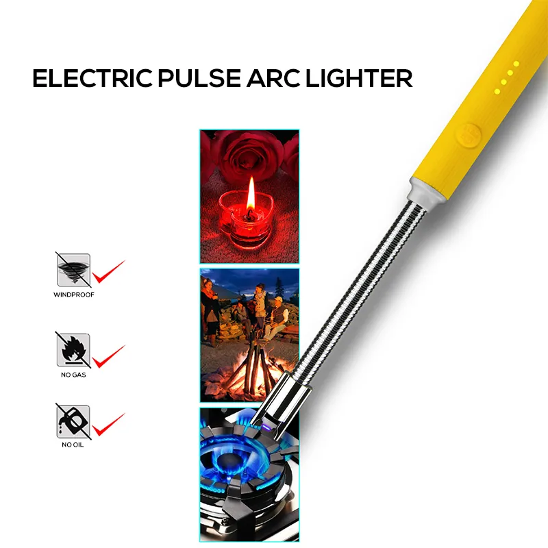 Cougie rechargeable USB électrique Affichage à LED de vent plus léger Plasma Arc sans flamme pour le poêle de cuisine BBQ extérieur
