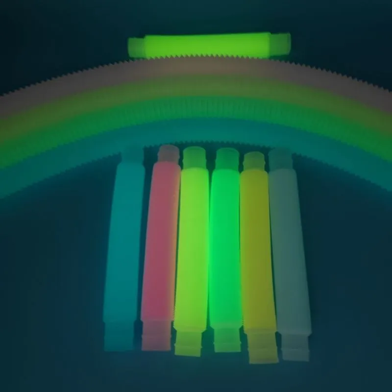 Bricolage lumineux Pop s Fluorescent couleur étiré en plastique ondulé Teles Tube Vent décompression jouet Long Squishy 220629