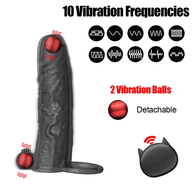 Agrandissement vibrant pour hommes gode réutilisable vibrateur pénis anneau manchon adulte Sex Shop Sex Toy pour Couples 220628