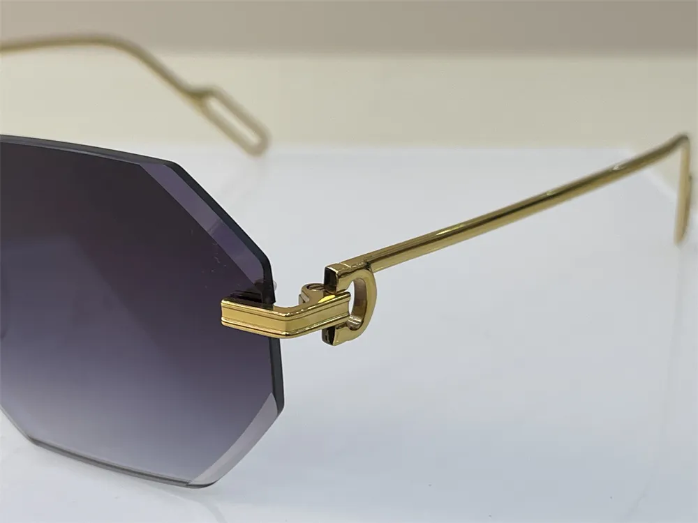 Lyxdesign Solglasögon för män Rimless Unisex Fashion Leopard Sunglass Metal Driving Glasses Designer Hexagon UV400 Frameless Di271N