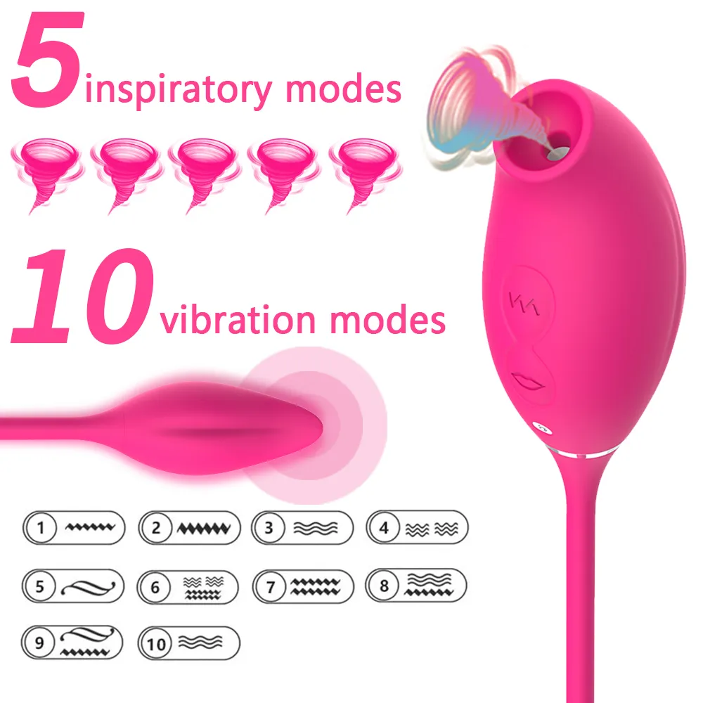 Klitoris sugande vibrerande ägg 2 i 1 g-fläck stimulerande vibrator sexig leksak för kvinnor 18 hudfrekvinnande material bröstvårtor suger