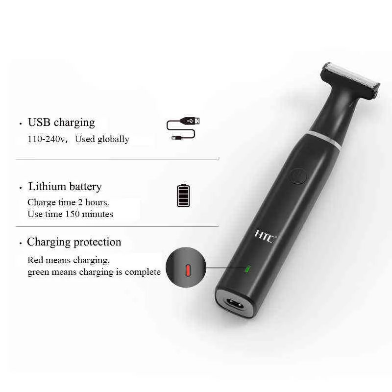 HTC Dropshipping Groin Ball Groomerbody Trimmer för män Vattentäta våt/torra klippare Male Hygiene Razor Depiladort220718 T2207258362466