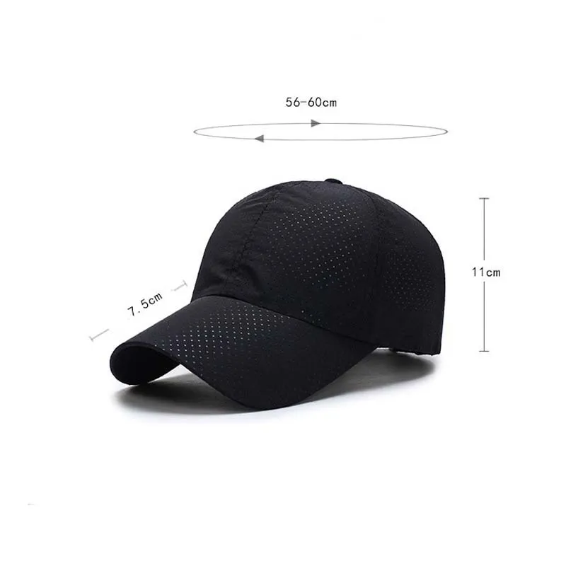 Baseball Cap Men Summer Solid Cienka Siatka Przenośna Szybka oddychanie Sun Hat Golf Tennis bieganie na wędrówki 220629