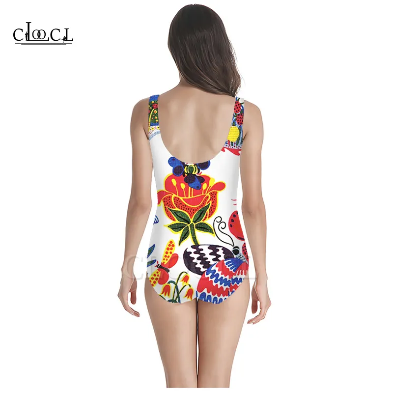 Kleurrijke Vintage Bloemen 3D Print Onepiece Badpak Vrouwen Zwemmen Badpak Mouwloos Slank Sexy Meisje 220617