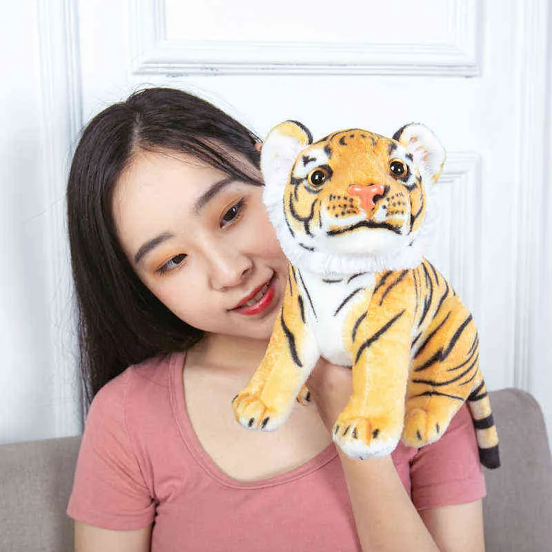 Ny livsliknande tiger plysch leksaker mjuka vilda djur simulering vit gul jaguar verkliga liv pop barn barn födelsedagspresent j220704