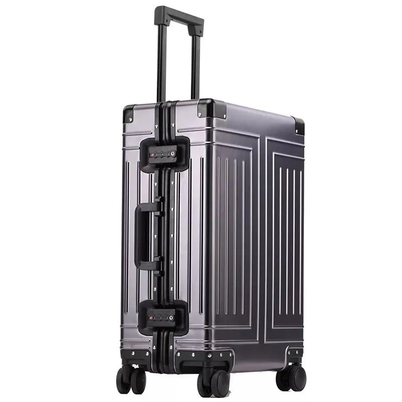 Koffers Topkwaliteit aluminium reisbagage Zakelijke trolley Koffertas Spinner Boarding Carry On Rolling 20 24 26 29 Inch267t