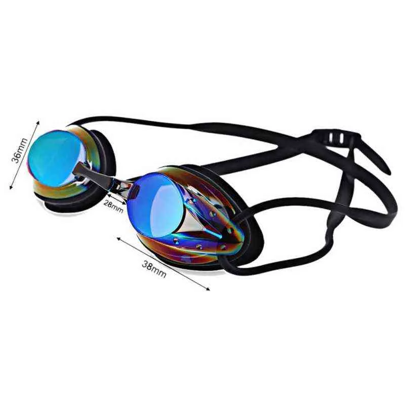 Hommes Femmes Sports nautiques en plein air Lunettes de natation Adulte étanche anti-buée coloré placage lunettes de natation avec pont de nez remplacer Y220428