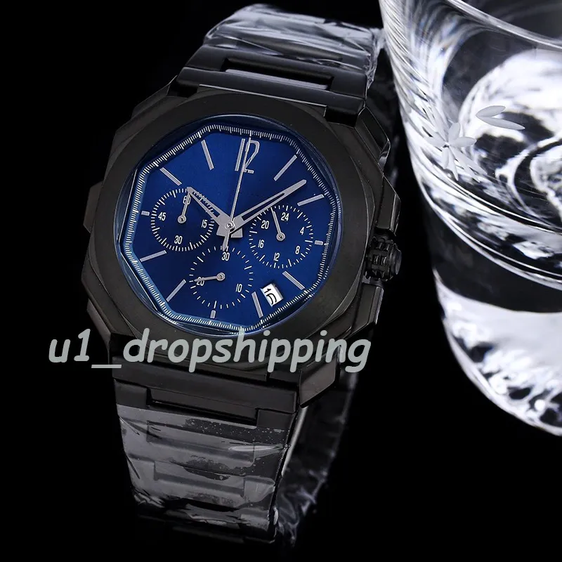 Drop - Orologio al quarzo da uomo 42 mm in acciaio inossidabile con zaffiro impermeabile di alta qualità montre de luxe294Q