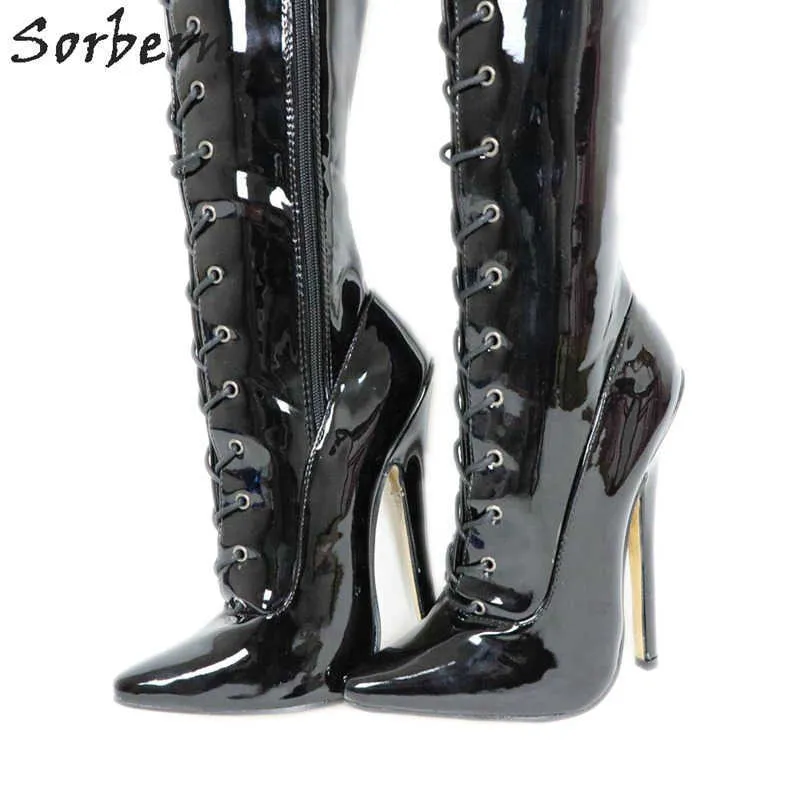 Sorbern 80cm Crotch Lår High Women Boots High Heels Skor Ladies Custom Wide Calf Boots 18cm Stiletto Stövlar Personlig Shaft