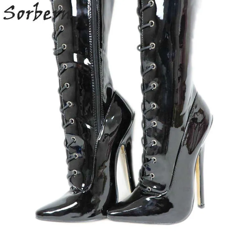 Sorbern 80cm Kruis Dij Hoge Dames Laarzen Hoge Hakken Schoenen Dames Custom Brede Kalf Laarzen 18cm Stiletto Boots Personalized Shaft