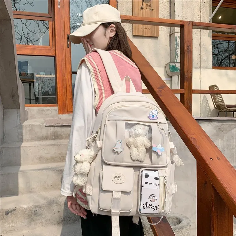 Japanische High School Mädchen Rucksack Schultaschen Für Teenager Mädchen Multi Taschen Kawaii Rucksack Frauen Harajuku Nette Mochila 220815