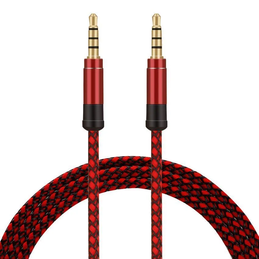 1.5m 3m Braided Stereo Aux Cord 3.5mm Jack Male to Male Audio Cable Fabric Auxiliary Wire for Samsung Huawei Phone Speaker Headphone PC