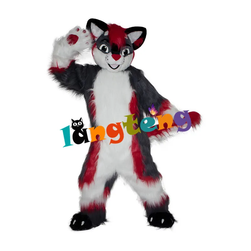 Costume da bambola mascotte 1043 Volpe rossa grigia Lupo Husky Cane Furries Costume mascotte adulti adulti