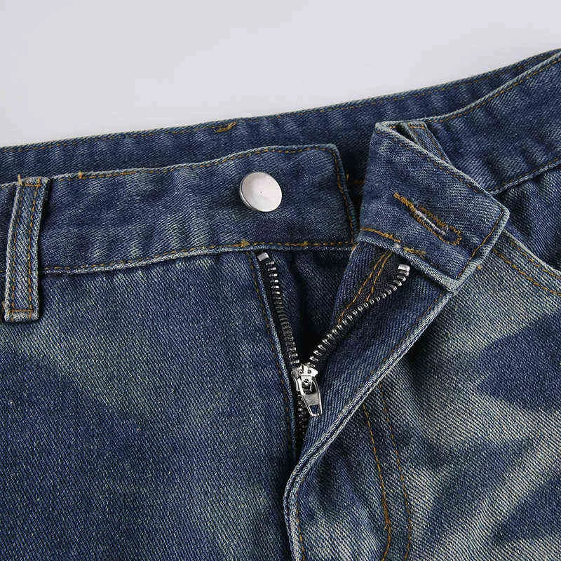 Kvinnors jeans Suchcute Harajuku Tie Dye Women Bell-Bottomed Jeans Korean Fashion Streetwear Casual Denim Trousers Vintage Slim Cute Pants 2022 T220829
