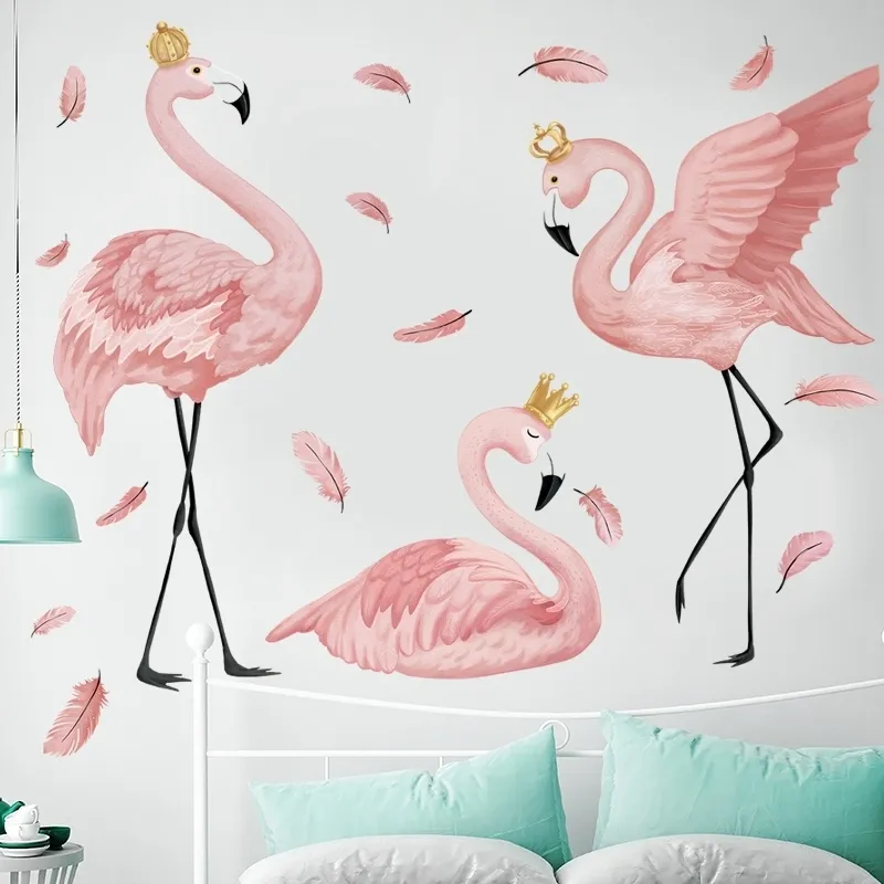 Flamingo królowa naklejki ścienne do salonu sypialnia pokój dziecięcy dekoracje ścienne Art Malowidła błonowe Basoard Dalece 220523