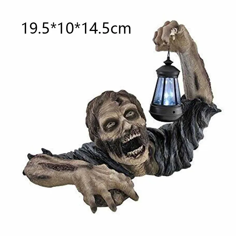 Criativo decoração de halloween zumbi terror assustador decoração luz lanterna estátua para casa jardim ao ar livre quintal 2203232387231