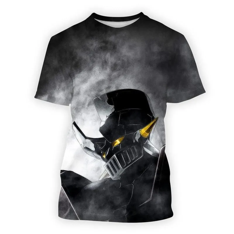 대형 Tshirt Mazinger Z 애니메이션 영화 로봇 스트리트웨어 3D 프린트 프린트 Mens 짧은 슬리브 탑 캐주얼 스트리트웨어 220524