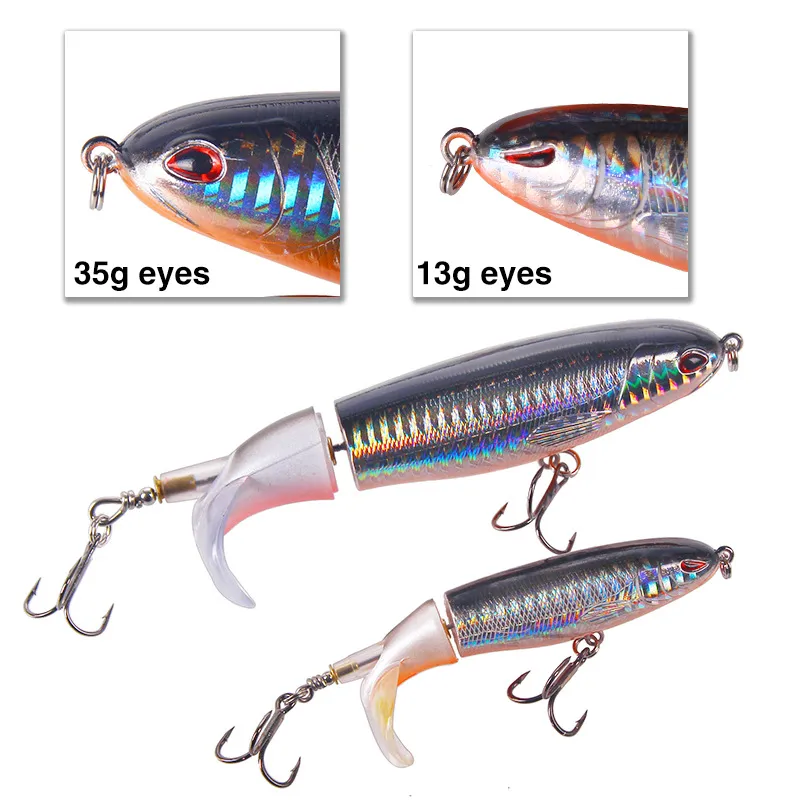 10cm/11cm/14cm Topwater Fishing Lures Whopper Popper Artificial Bait Hard Plopper Soft Rotating Tail Fishing Tackle