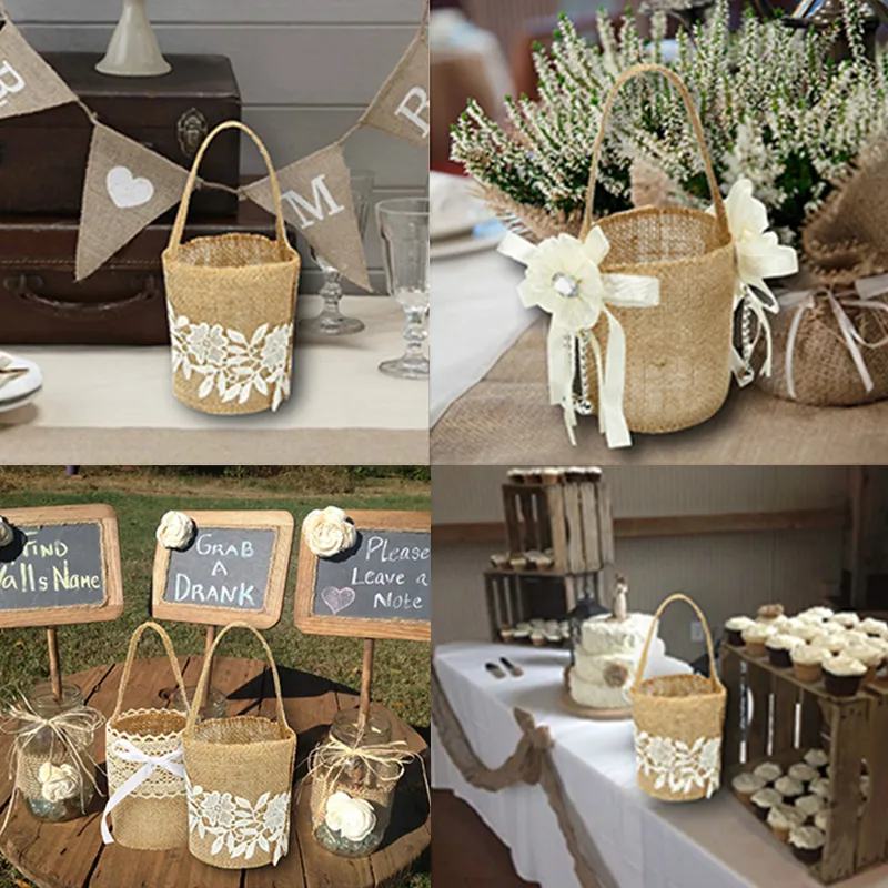 Hochzeits-Spitzen-Jute-Sackleinen-Süßigkeitstüten im Vintage-Stil, rustikale Hochzeitsgeschenke, Tischdekoration, Geburtstagsparty, Gastgeschenke, Babyparty-Zubehör