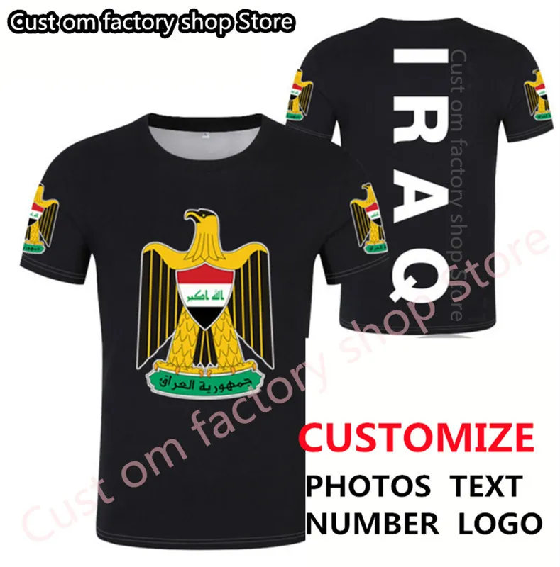 العراق T Shirt DIY مجاني مخصص رقم اسم IRQ تي شيرت الأمة العلم IQ البلد جمهورية الإسلام العربية الطباعة العرب بو الملابس 220609