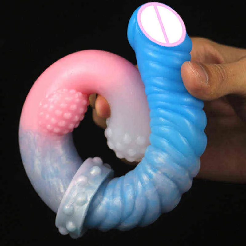 Nxy Godes Nouveau Pénis À Double Tête En Silicone Femelle Bâton De Massage Doux Masturbation Passionné Spécial En Forme De Plug Anal Manuel 0316