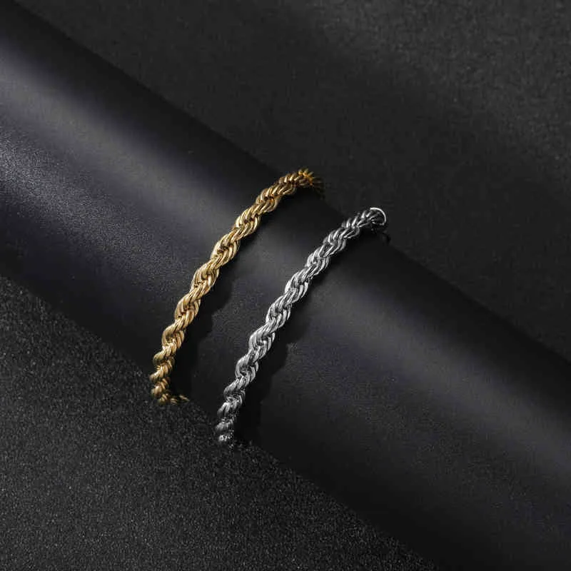 5 mm roestvrijstalen ketting touwketen Hip Hop Bracelet Ins Men039s en dames039S Paar Bracelet4299065