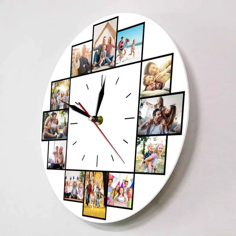 Collage Pos Instagram Collage Collage acrylique Imprimé Horloge Picture personnalisée Mur Hanging montre Gabille