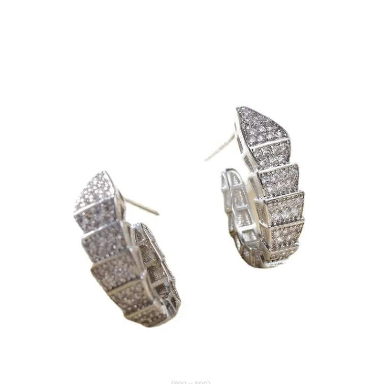 Choucong Stud Pendientes Joyería de lujo Ins Top Venta Plata de ley 925 Pave Blanco Zafiro CZ Diamante Piedras preciosas Eternidad Serpiente Wom254p