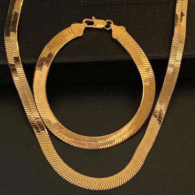 Correntes 10mm cadeia de cobra para mulheres homens cor de ouro plana herringbone gargantilha colar hip hop moda jóias giftchains310l