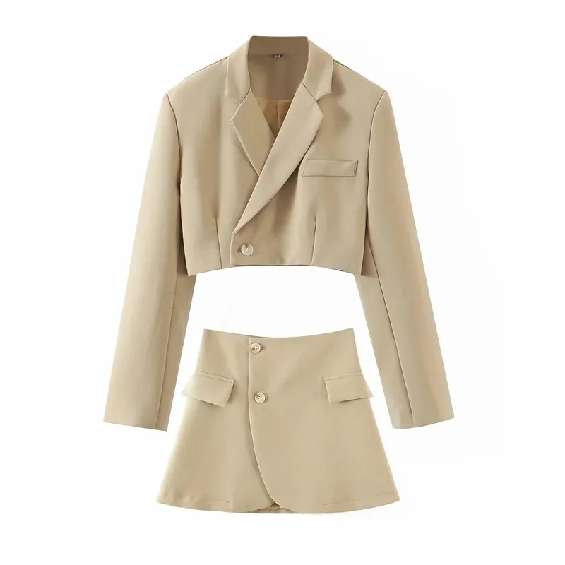 Northflow Matching Set Blazer und Röcke Damen England-Stil Navel Exposed Short Empire Blazer feminino Femme Zweiteiler 220816