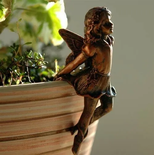 Angel Girl Hanging Cup Resin Decoration Fairy Combination Flower Basket Edge Decor for Garden Design Plants Pot Hugger Ornaments 220531