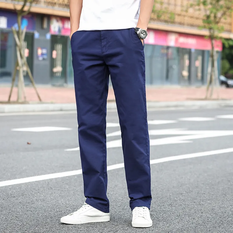 Summer Men's Thin Cotton Khaki Casual Pants Business Solid Color Stretch Trousers Brand Male Gray Plus Size 40 42 220330