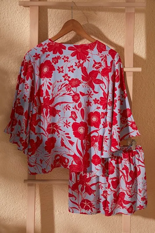 Set pigiama in viscosa intrecciata con stampa floreale Trendyol THMSS20PT0283 220511