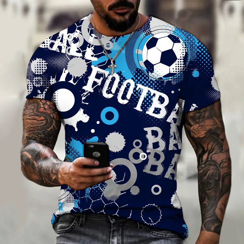 Fashion Football Graphic 3D Impresso Mens Trend Street Trend Oneck Manga curta masculino tshirts de grandes dimensões masculino Tops Tee 220607