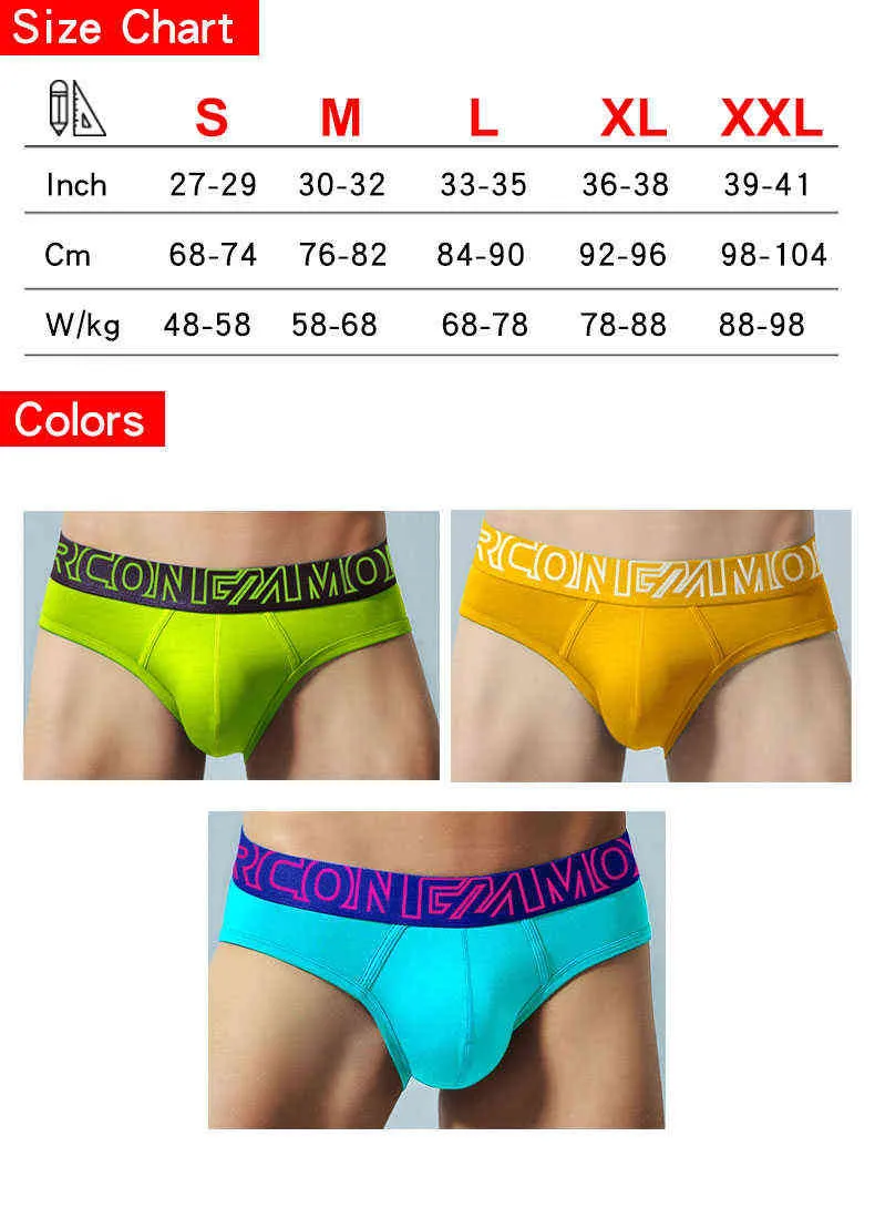 Neon Color Model Penis Underwear mjuka andningsbara bomullsbriefs med stor påse i blått och glans midjebanddesign för unga män T220816