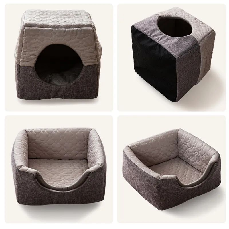 Foldable Cat Bed Soft Cooling Summer Dog s Warm Removable Pet for Small Cave House Sleeping Bag Mat Pad Tent 220323