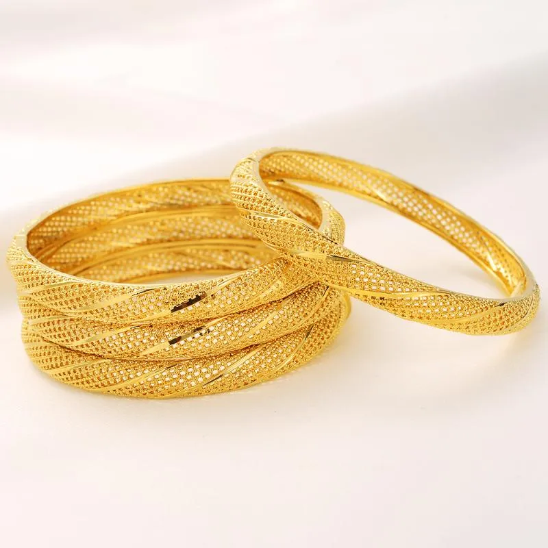 Bangle 24K Bransolety złoty kolor Dubai Indie dla kobiet afrykańskie bransoletki ślubne biżuteria ślubna prezenty BangleBangle Inte22976