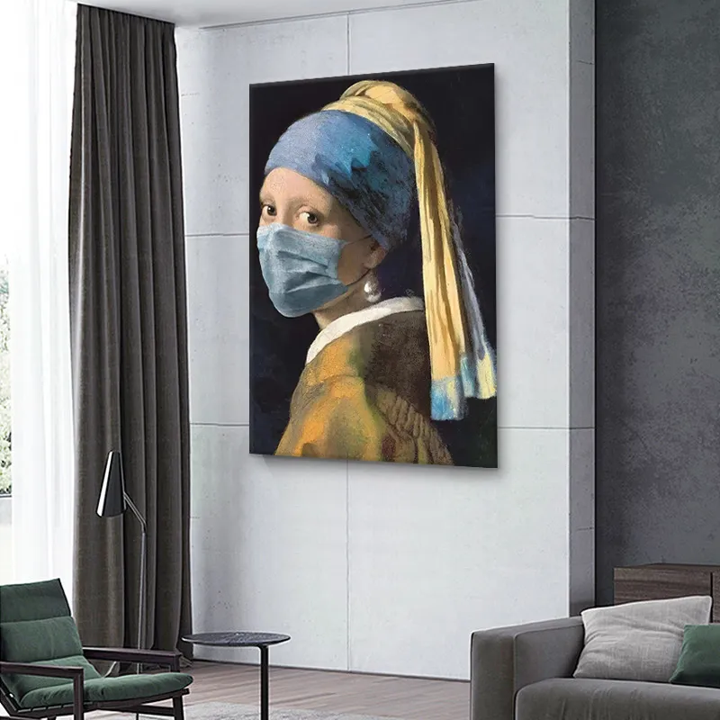 The Girl With A Pearl Earring Canvas Paintings beroemde kunstwerken Creatieve posters en prints Pop Art Wall Pictures voor Home Decor99999912