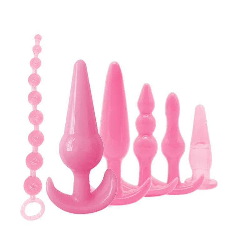 Vuxen Anal Sexig Toys 7st Pärlor Butt Plug Set Prostate Massage Flexibel Anus Expander med kulvibrator för par Gay