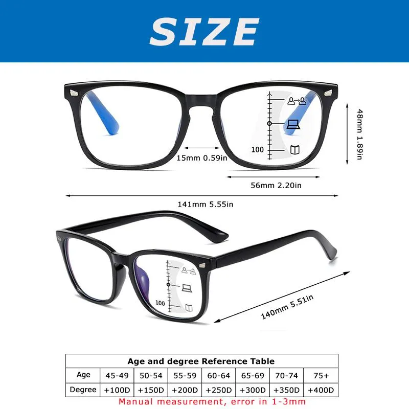 Occhiali da sole Squadra Gli occhiali da lettura uomini diottrie progressive multifocali Anti-guanto Computer Business Office Glasses Uv400SU291x