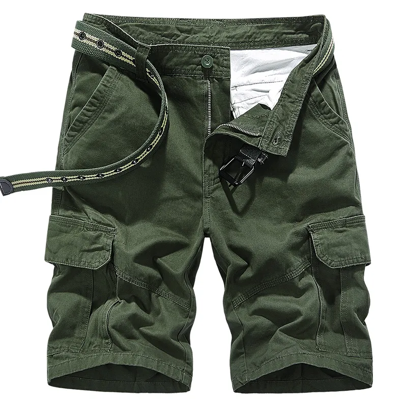 Sommar bomullsherrens overaller raka casual last shorts män flerficka löst shorts manlig armégrammig militär byxor